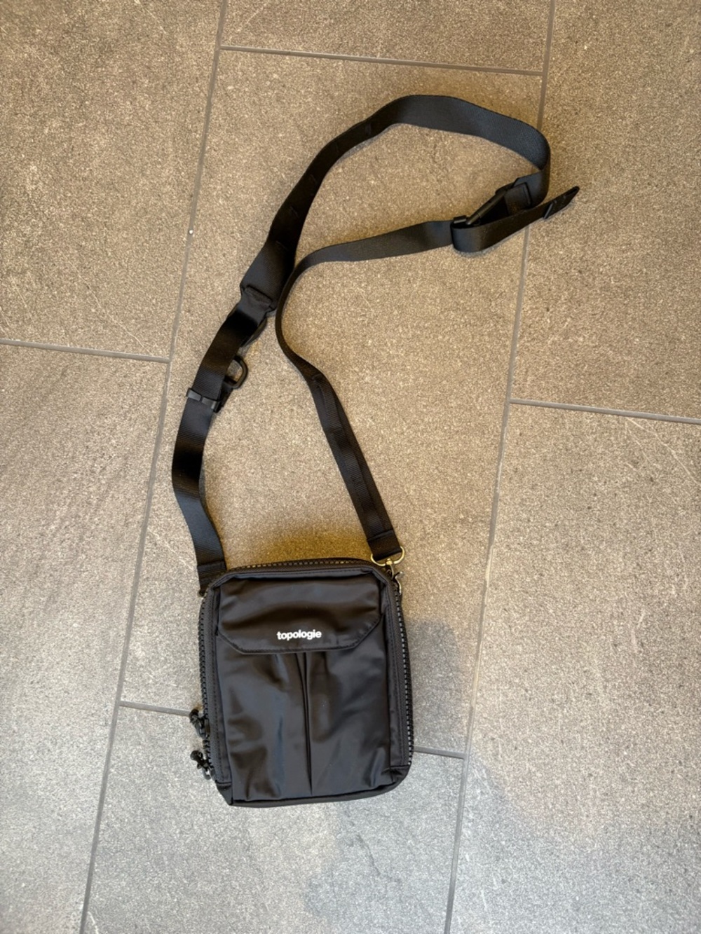 Topologie Black Men's Crossbody Messenger Bag